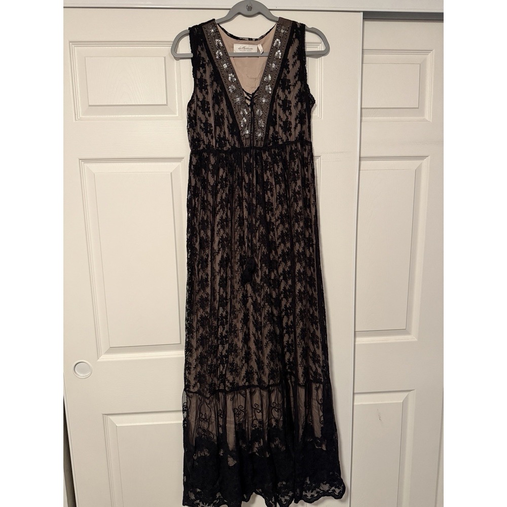 LaBellum Hillary Scott Dress Sheer Lace Victorian Beaded Fairy Whimsigoth Witchy